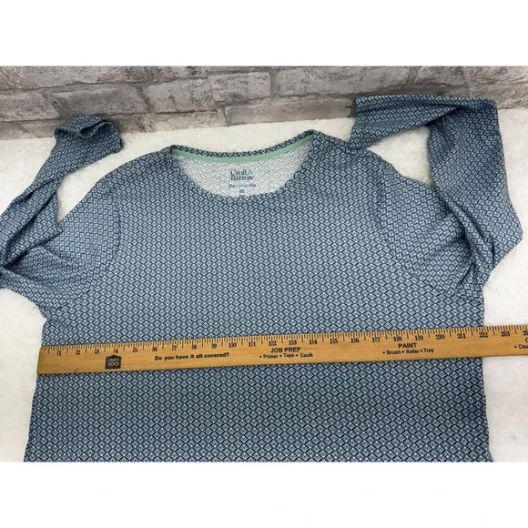 Croft & Barrow Classic Tee Top 100% Cotton Blue White Print Long Sleeve Size 2x - Picture 4 of 8